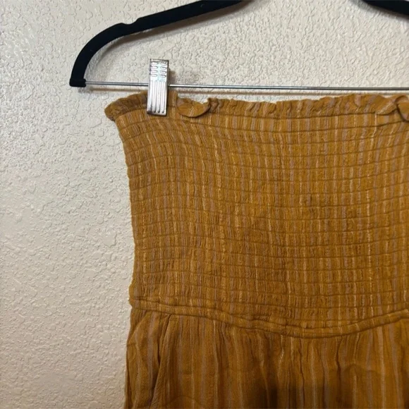 American Eagle Yellow & Cream Striped Smocked Top Strapless Romper Small - Picture 2 of 9